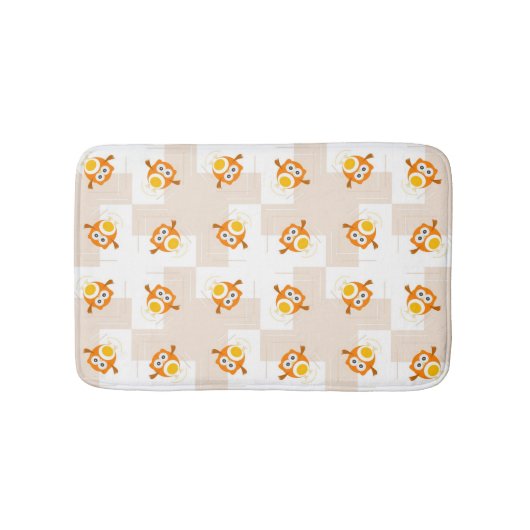 Orange Eulen-Illustrations-Muster Badematte (Vorderseite)