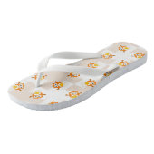 Orange Eulen-Illustrations-Muster Badesandalen (Schrägansicht)