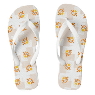Orange Eulen-Illustrations-Muster Badesandalen