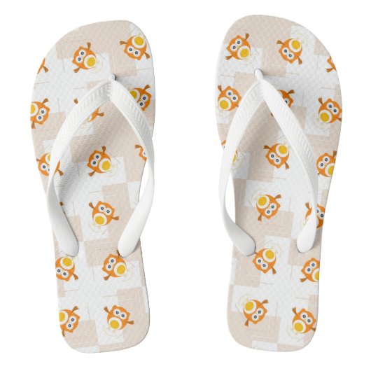 Orange Eulen-Illustrations-Muster Badesandalen (Fußbett)