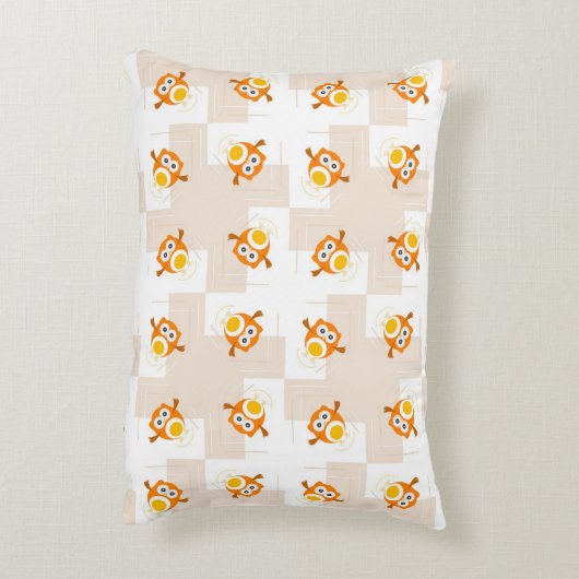Orange Eulen-Illustrations-Muster Dekokissen (Rückseite(Vertikal))