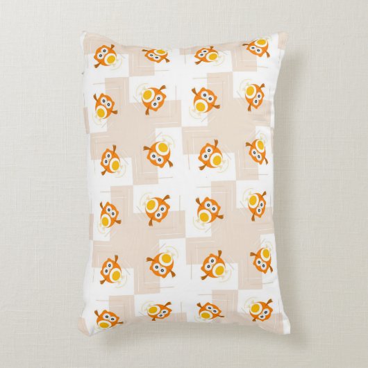 Orange Eulen-Illustrations-Muster Dekokissen (Vorderseite(Vertikal))