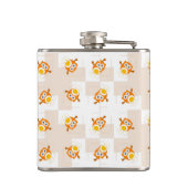 Orange Eulen-Illustrations-Muster Flachmann (Rückseite)