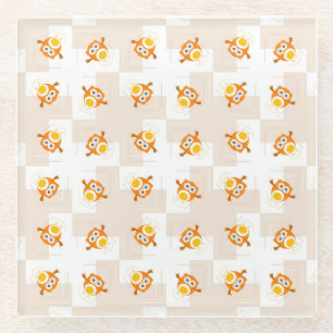 Orange Eulen-Illustrations-Muster Glasuntersetzer
