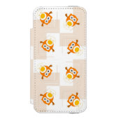Orange Eulen-Illustrations-Muster Incipio iPhone Geldbeutel-Hülle (Folio Vorderseite)