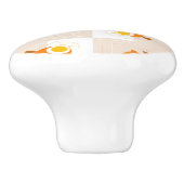 Orange Eulen-Illustrations-Muster Keramikknauf (Seitenansicht)
