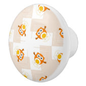 Orange Eulen-Illustrations-Muster Keramikknauf (Rechts)