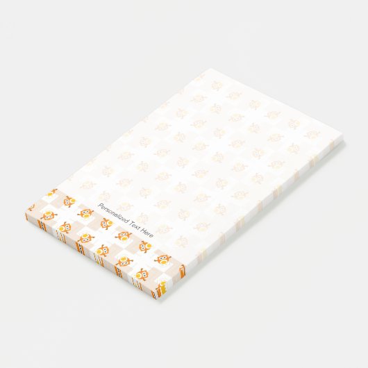 Orange Eulen-Illustrations-Muster Post-it Klebezettel (angewinkelt)