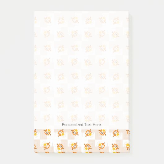 Orange Eulen-Illustrations-Muster Post-it Klebezettel (Vorderseite)