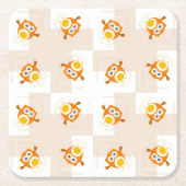 Orange Eulen-Illustrations-Muster Rechteckiger Pappuntersetzer (Vorderseite)