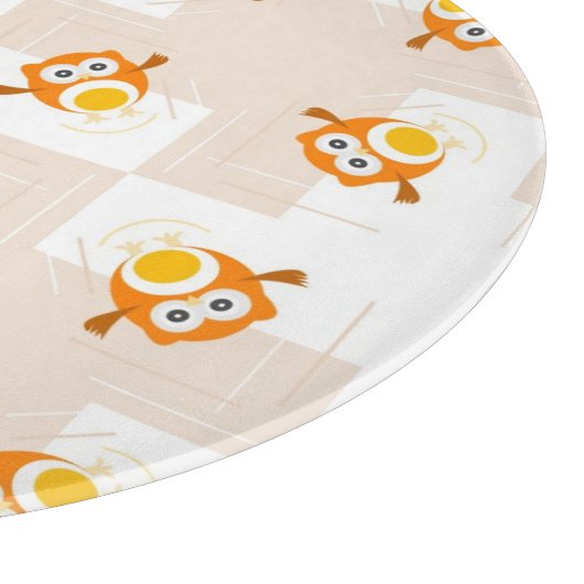 Orange Eulen-Illustrations-Muster Schneidebrett (Ecke)