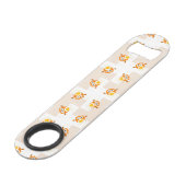 Orange Eulen-Illustrations-Muster Speedflaschenöffner (Rückseite Schrägansicht)