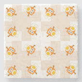 Orange Eulen-Illustrations-Muster Steinuntersetzer (Vorderseite)