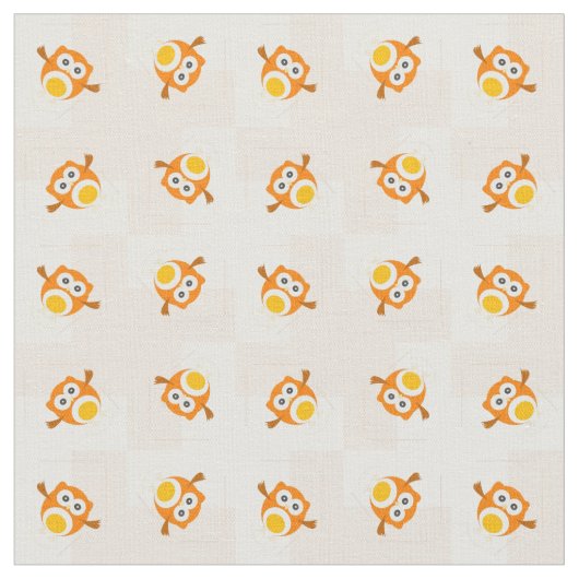 Orange Eulen-Illustrations-Muster Stoff (Nahaufnahme)