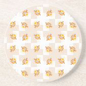 Orange Eulen-Illustrations-Muster Untersetzer (Vorne)