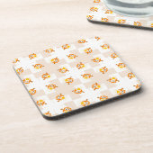 Orange Eulen-Illustrations-Muster Untersetzer (Linke Seite)