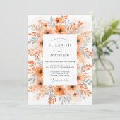 Orange Exquisite Watercolor Wedding Einladung (Stehend Vorderseite)