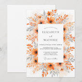 Orange Exquisite Watercolor Wedding Einladung (Vorne/Hinten)