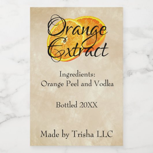 Orange Extract Custom Label Weinetikett (Einzelnes Label)