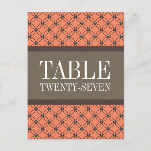 Orange Extravagant Lattice Tischnummer Postcard (Vorderseite)