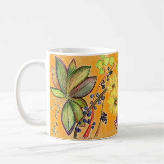 Orange extravagante Blumen-Tasse Kaffeetasse (Links)