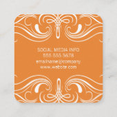 Orange extravagante Elemente Quadratische Visitenkarte (Rückseite)