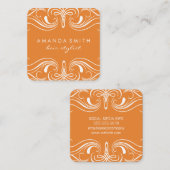 Orange extravagante Elemente Quadratische Visitenkarte (Vorne/Hinten)