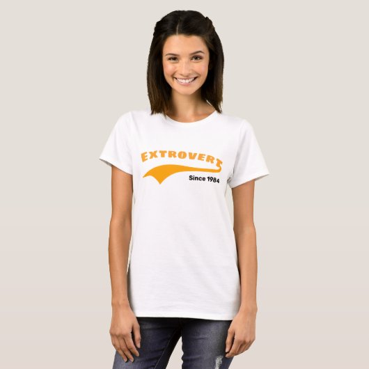 Orange Extrovert Typografie Swoosh Benutzerdefinie T-Shirt (Vorne ganz)