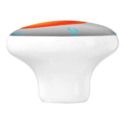 Orange Eyeball Zombie Drawer Knob Keramikknauf (Seitenansicht)