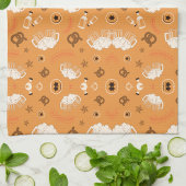 Orange fabric pattern with white sheep geschirrtuch