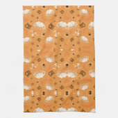 Orange fabric pattern with white sheep geschirrtuch (Vertikal)