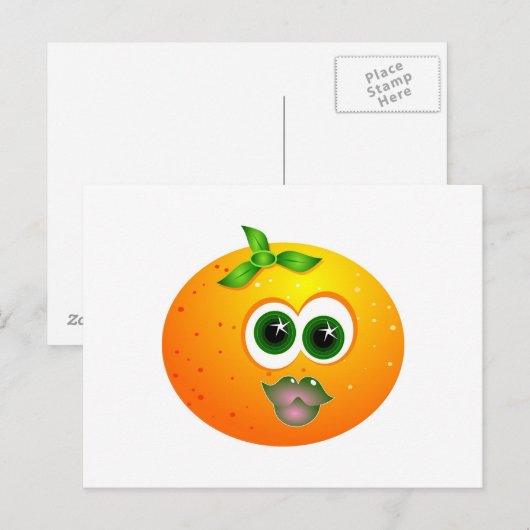 Orange Face Postkarte (Vorne/Hinten)