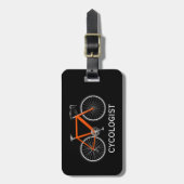 Orange Fahrrad auf Schwarz Gepäckanhänger (Vorderseite vertikal)