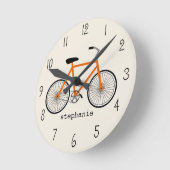 Orange Fahrrad-Uhr Runde Wanduhr (Winkel)