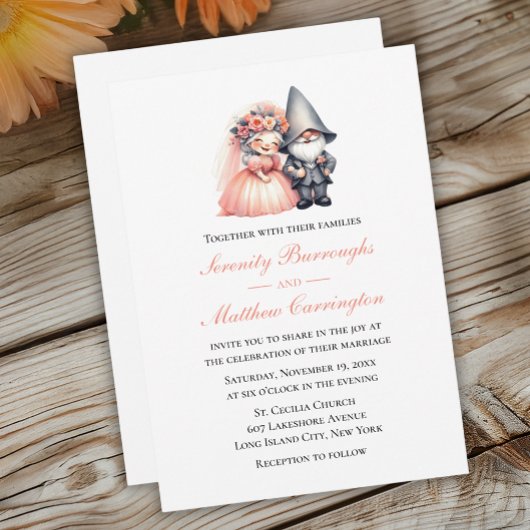 Orange Fairytale Gnome Wedding Niedliche Waldlands Einladung