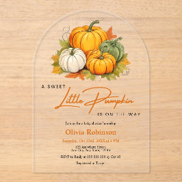 Orange Fall Autumn A Little Pumpkin Baby Shower  Acryleinladungen