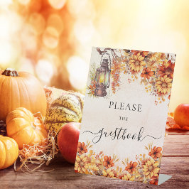 Orange fall Blume Party Gästebuch Sockelschild