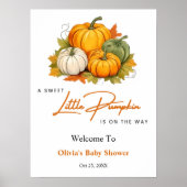 Orange Fall ein kleines Pumpkin Baby Dusche Willko Poster (Vorne)