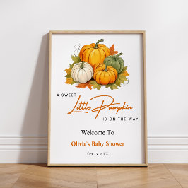 Orange Fall ein kleines Pumpkin Baby Dusche Willko Poster