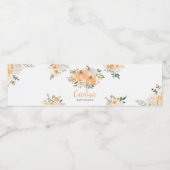 Orange Fall Floral Pumpkin Wasserflaschenetikett (Einzelnes Label)