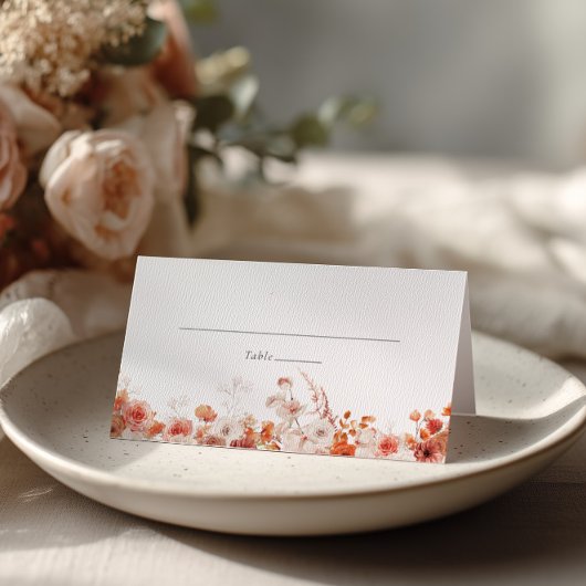 Orange Fall Floral Wedding Platzkarte