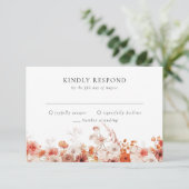 Orange Fall Floral Wedding RSVP Karte (Stehend Vorderseite)
