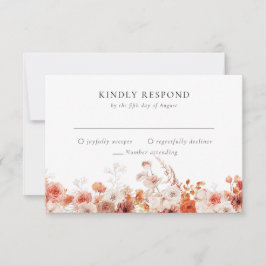 Orange Fall Floral Wedding RSVP Karte