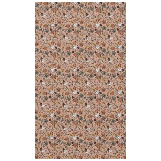 Orange Fall Harvest & Cow Skull Bull Head Floral Tischdecke (Vorderseite)