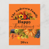 Orange Fall Harvest Family Gruß Erntedank Postkarte (Vorderseite)