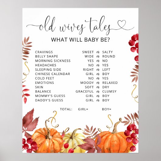 Orange fall kleiner Kürbis Alte Ehefrauen Poster (Vorne)