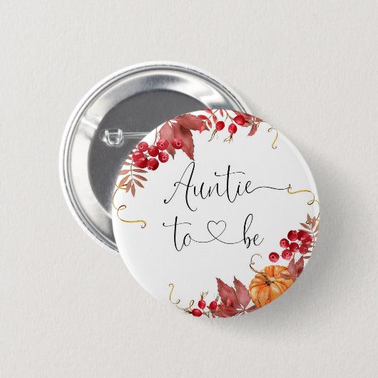 Orange Fall Kürbis Tante zum Button (Vorne & Hinten)