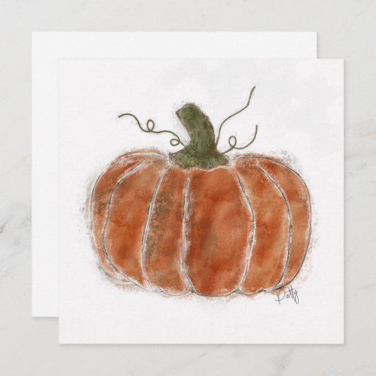 Orange Fall Pumpkin Card Einladung (Vorne/Hinten)