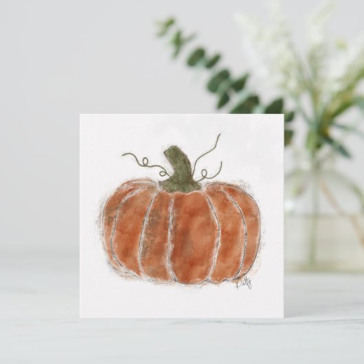 Orange Fall Pumpkin Card Einladung (Stehend Vorderseite)