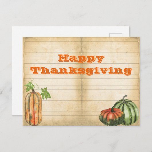 Orange Fall Pumpkin Harvest Erntedank Greeting Postkarte (Vorne/Hinten)